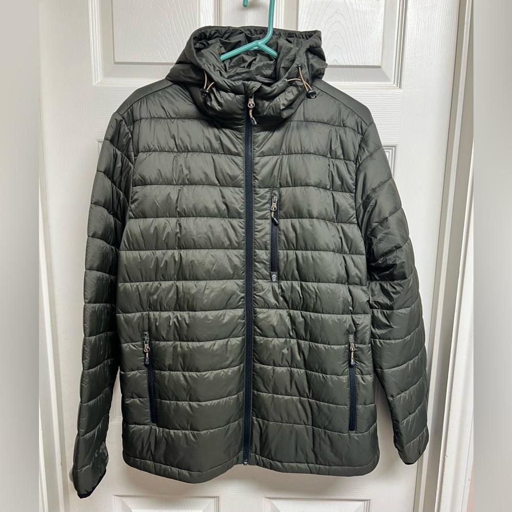 New Free Country Women’s Sz XL Olive Puffer Hooded Jacket Coat